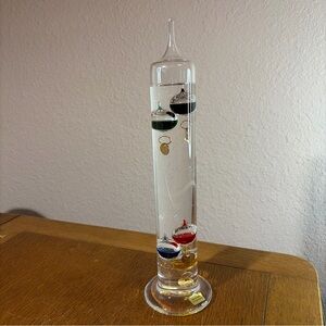 Vintage Galileo Glass Tube Scientific Thermometer 13" Floating Multi Color Balls
